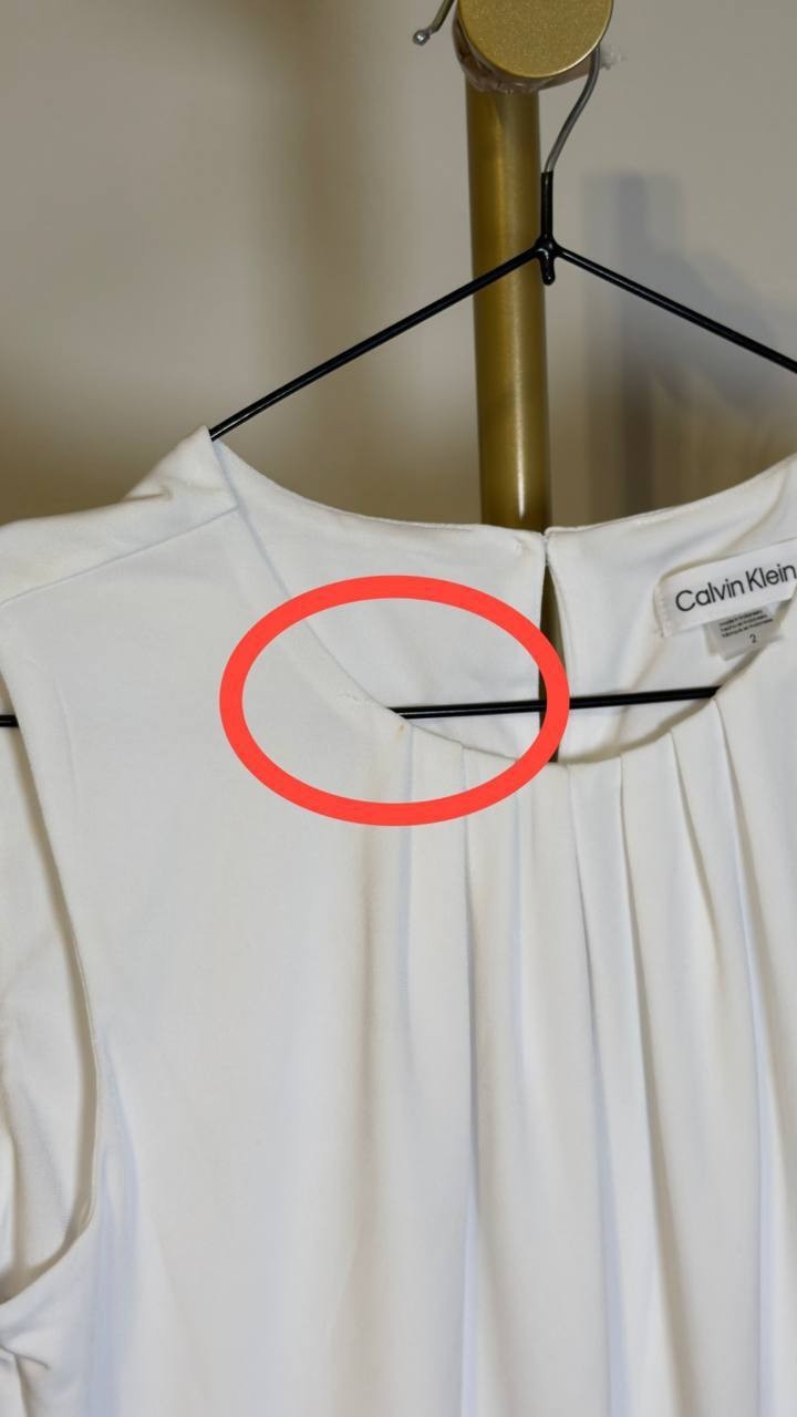 Calvin  Klein  Solid  Pleated  Crew  Neck  Knit  Tank  Top  White  2  NWOT  $44