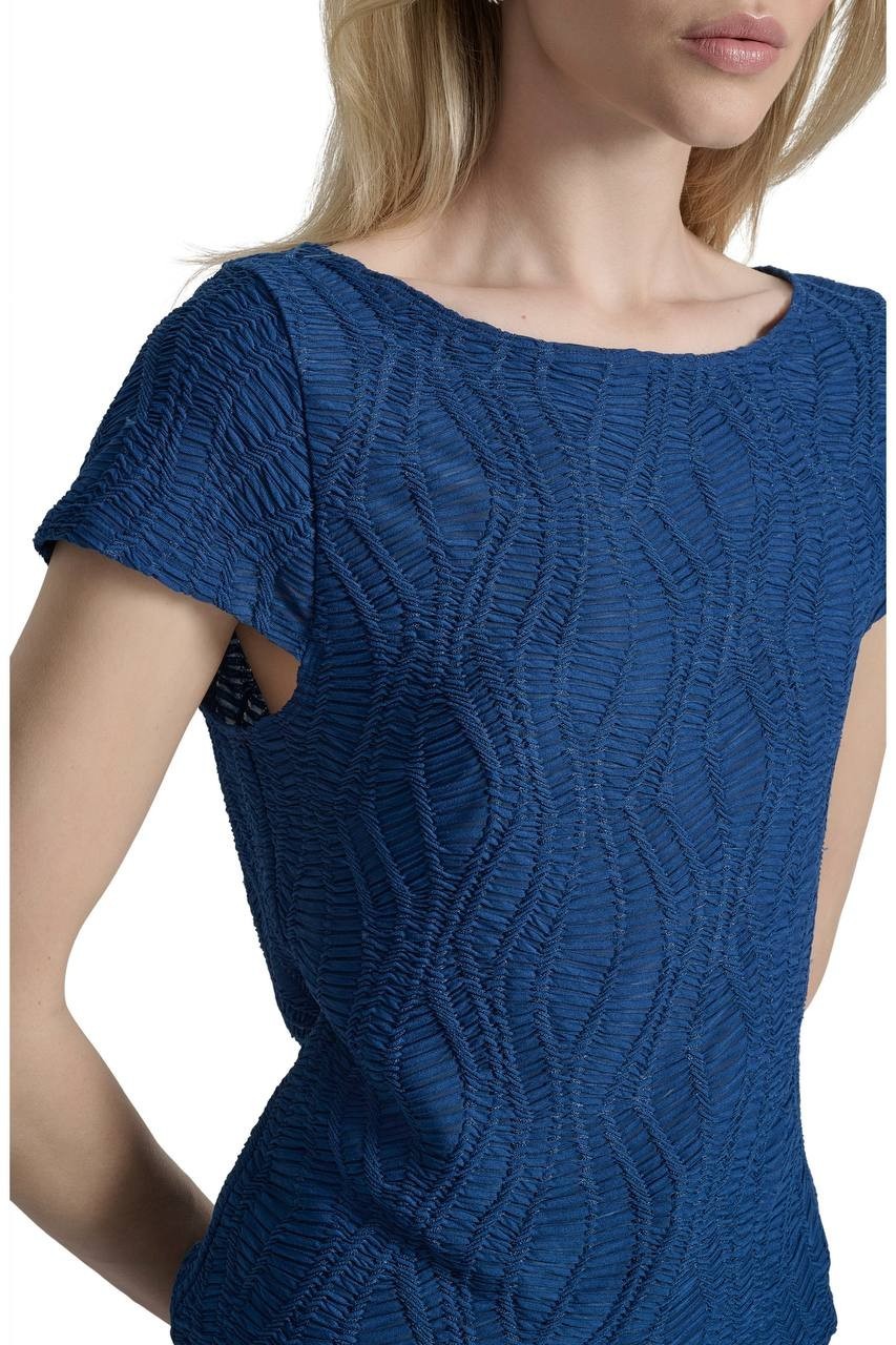 DKNY Texture Knit Top Cadet Blue XL NWOT $69