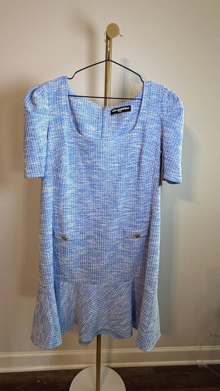 Karl Lagerfeld Paris Women’s Tweed Dress Blue Size 18 NWT $149