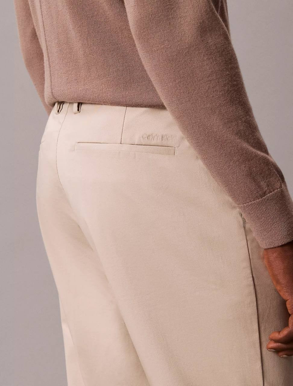 Calvin Klein Cotton Stretch Slim Trousers Island Fossil 30 NWT $89