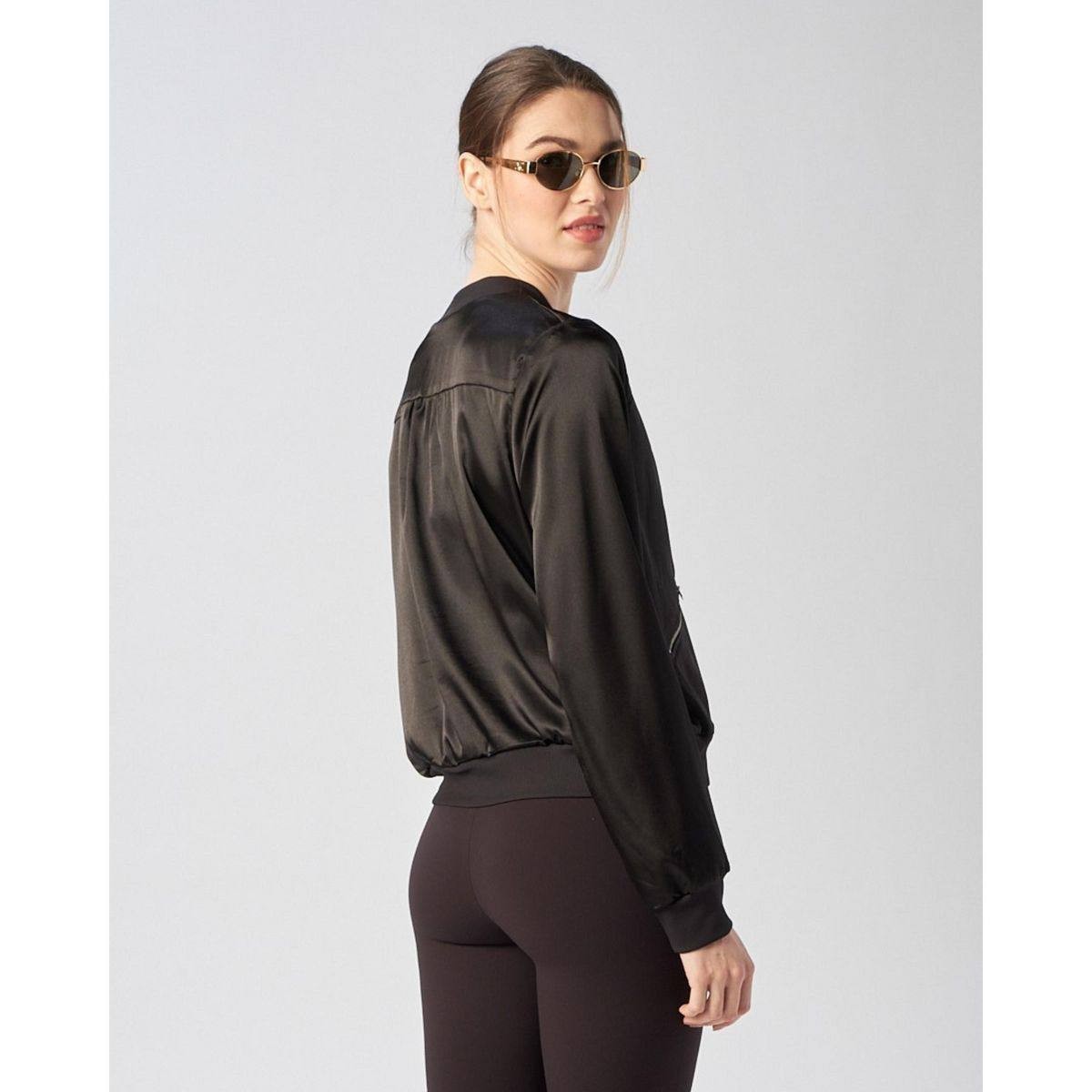 X by Gottex Satin Bomber Jacket – Black – Size 1 (Runs Small) – NWT – $39.99