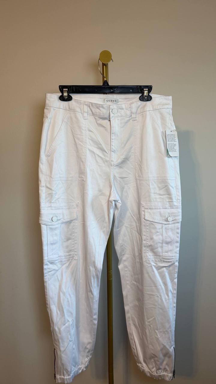 Guess Juno Cargo Joggers White 31x28 NWT $148