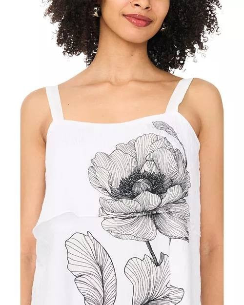 Vince Camuto Layered Square‑Neck Sleeveless Tank Ultra White S NWT $89