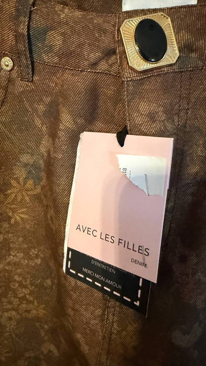 Avec Les Filles Barrel‑Leg Pants Black 30 $138 NWT Damaged Zip Fly