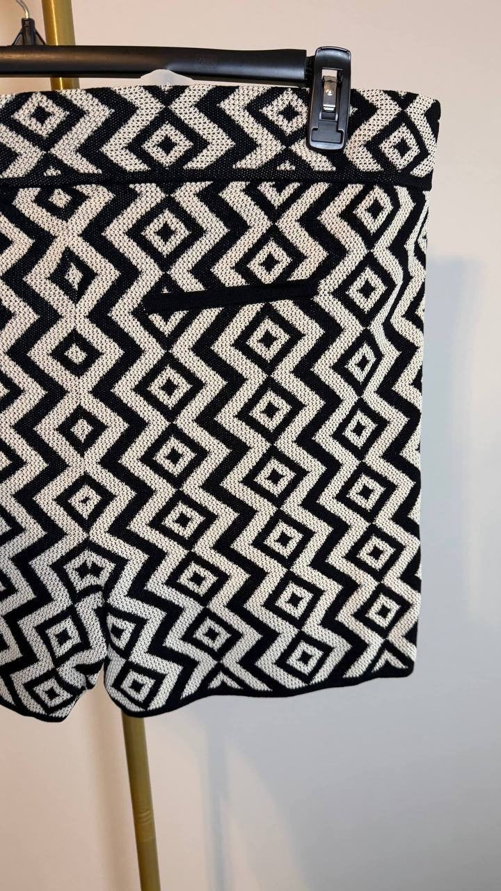 Nina Parker Plus Size Geo-Knit Wrap Skort Black/White 2X NWT $99