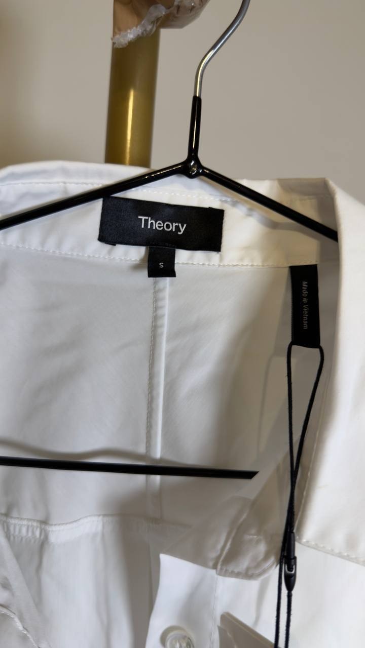 Theory Women’s Elastic Waist Shirt White S NWT $325