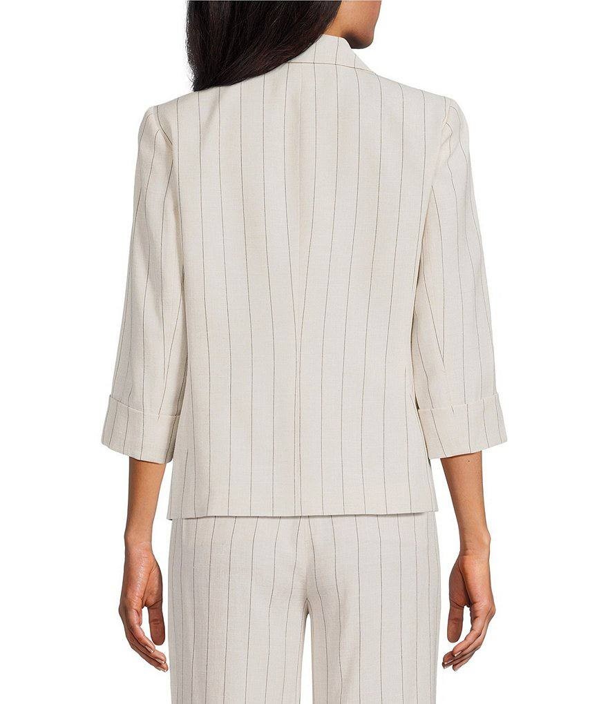 Kasper Pinstripe Notch Collar One-Button Blazer – Parchment/Black – Size 10P NWT