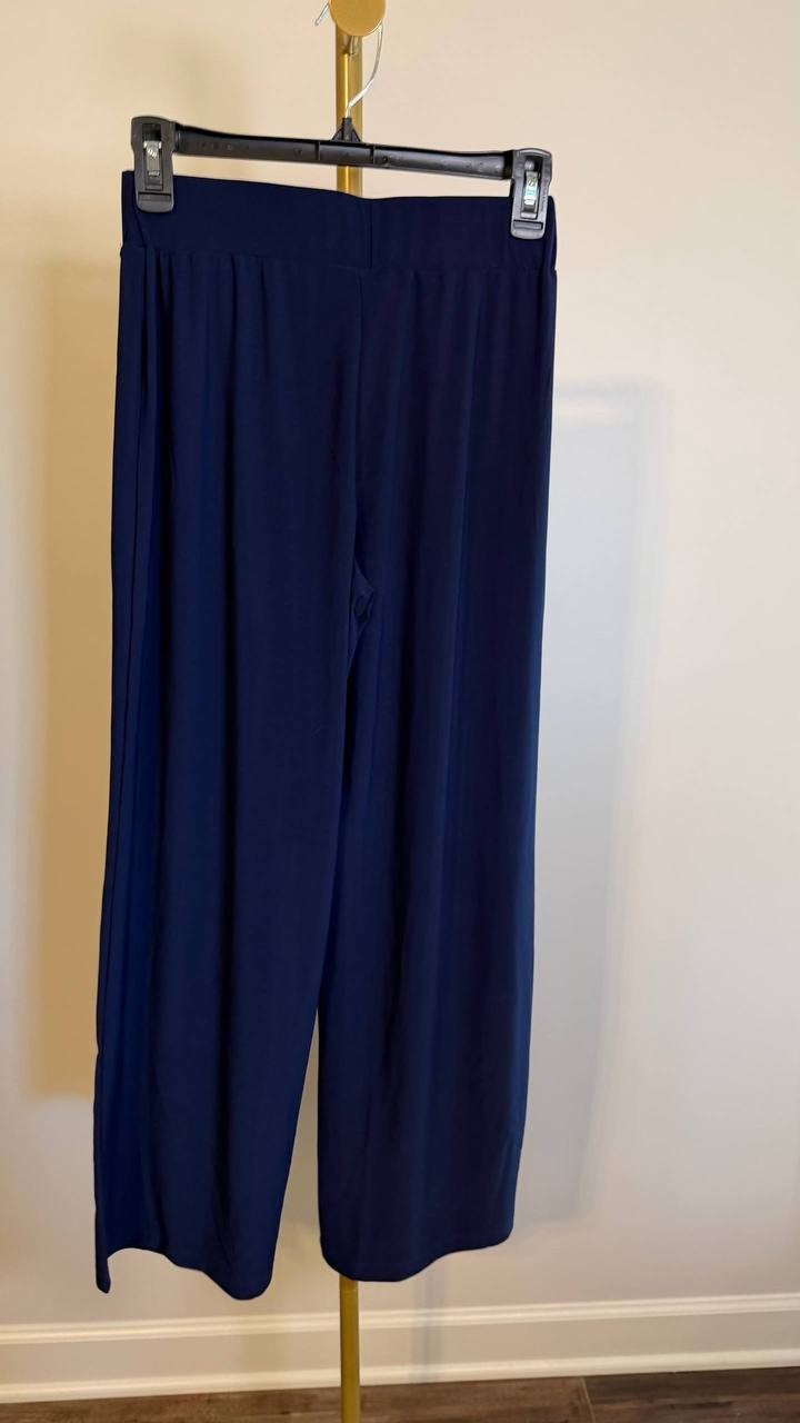 NY Collection Women’s Petite Wide-Leg Palazzo Pants Navy PS $44 NWT