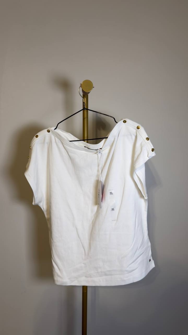 Tommy Hilfiger Women’s Cap‑Sleeve Boat Neck T‑Shirt White XL NWT $49.50
