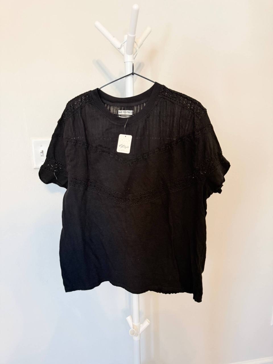 We The Free by Free People Striped Oversized Tee – Black – Size XS – NWT – $98