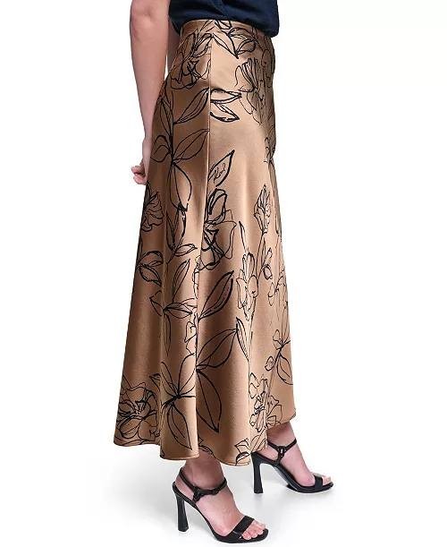 Karl Lagerfeld Floral Satin Maxi Skirt Cartouche/Navy Size 8 NWT $149