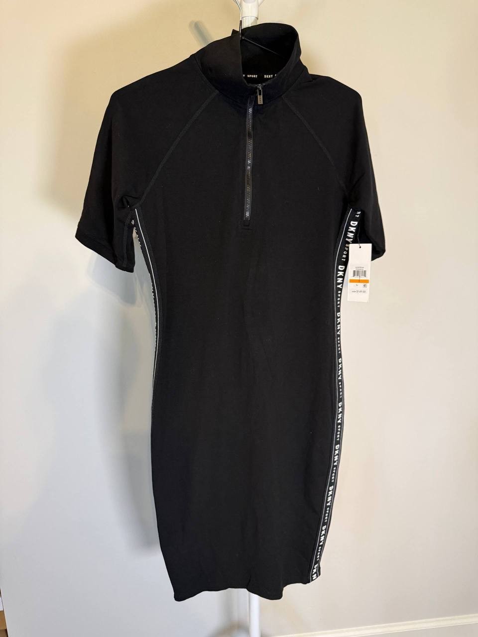 DKNY Black Zip-Front Logo Dress – Size S – NWT – $149