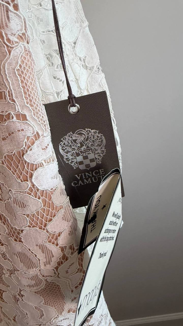 Vince Camuto Women’s Lace Blouson‑Sleeve Shift Dress Pink 4 $159 NWT