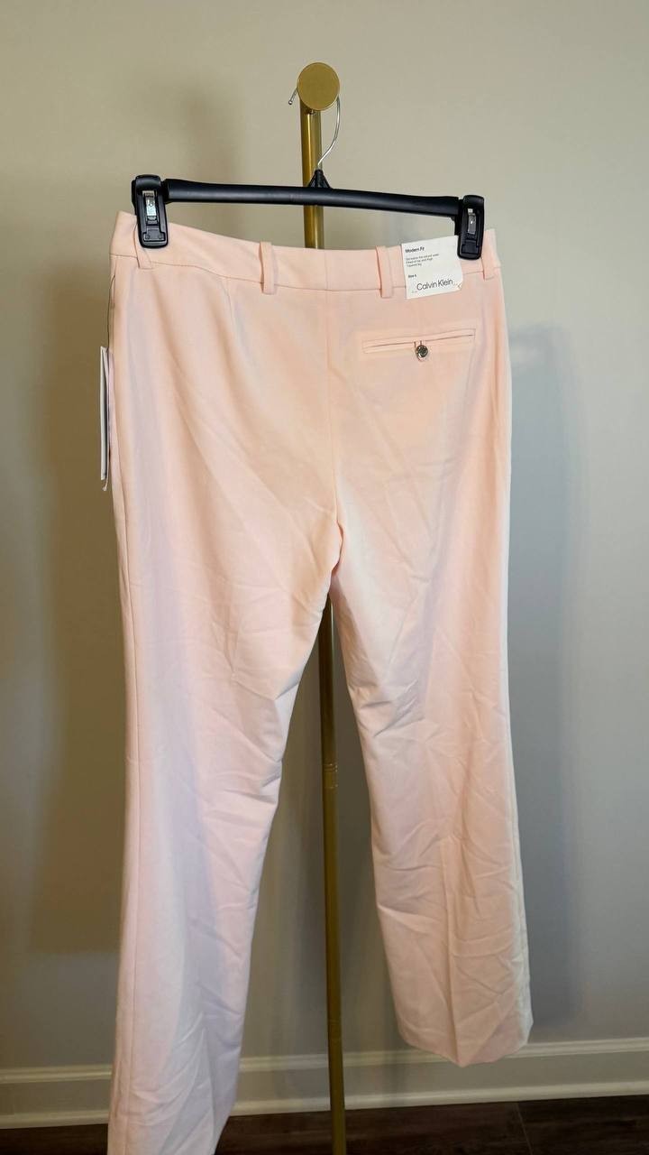 Calvin Klein Modern-Fit Straight-Leg Pants Pale Pink 6 $89 NWT