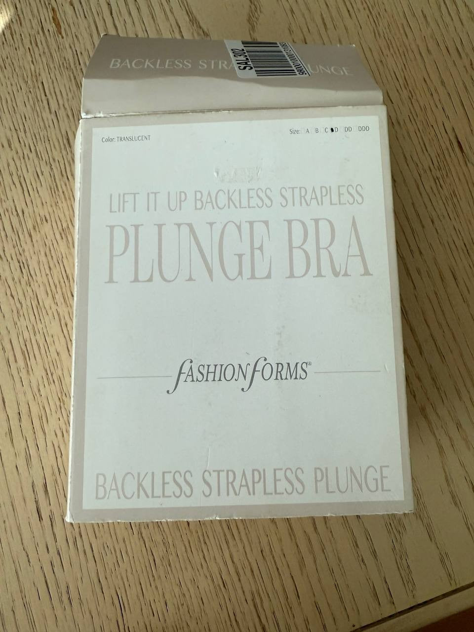 Fashion Forms Lift It Up Backless Strapless Plunge Bra – Size D, Translucent