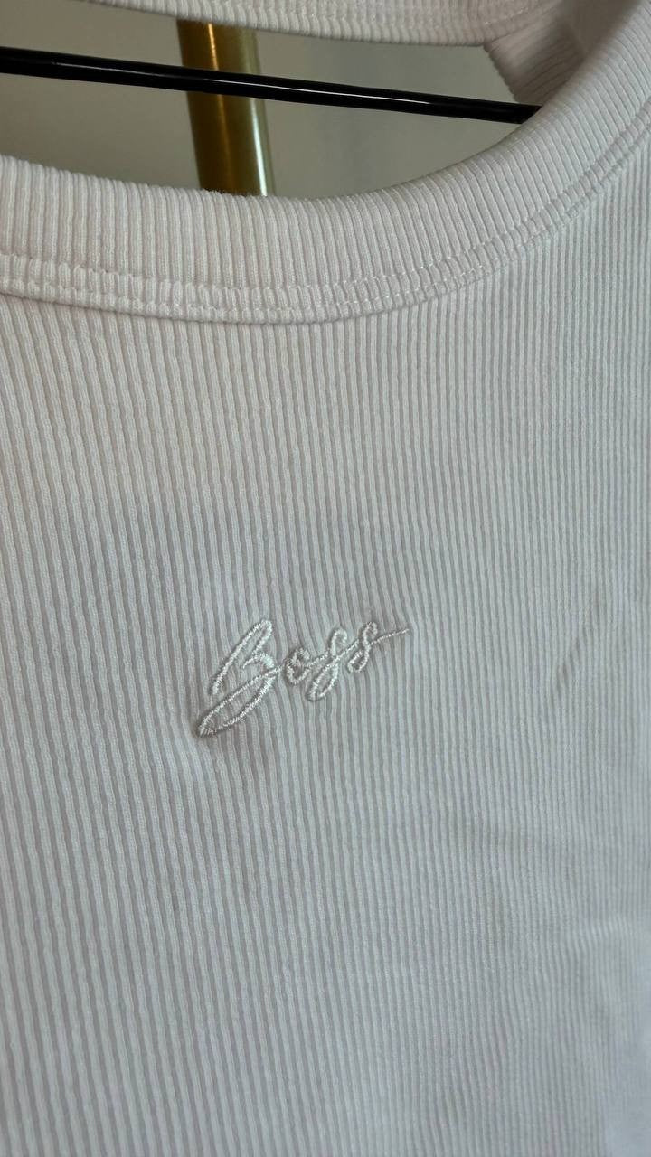BOSS women’s ESIMA Print T‑Shirt White L $68 NWT