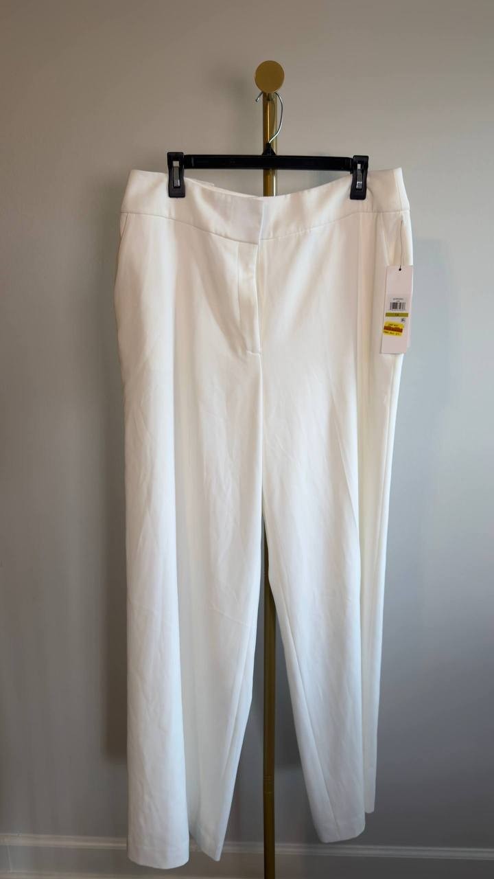 Calvin Klein Whitney Crepe De Chine Wide Leg Pants Cream 14 NWT $109