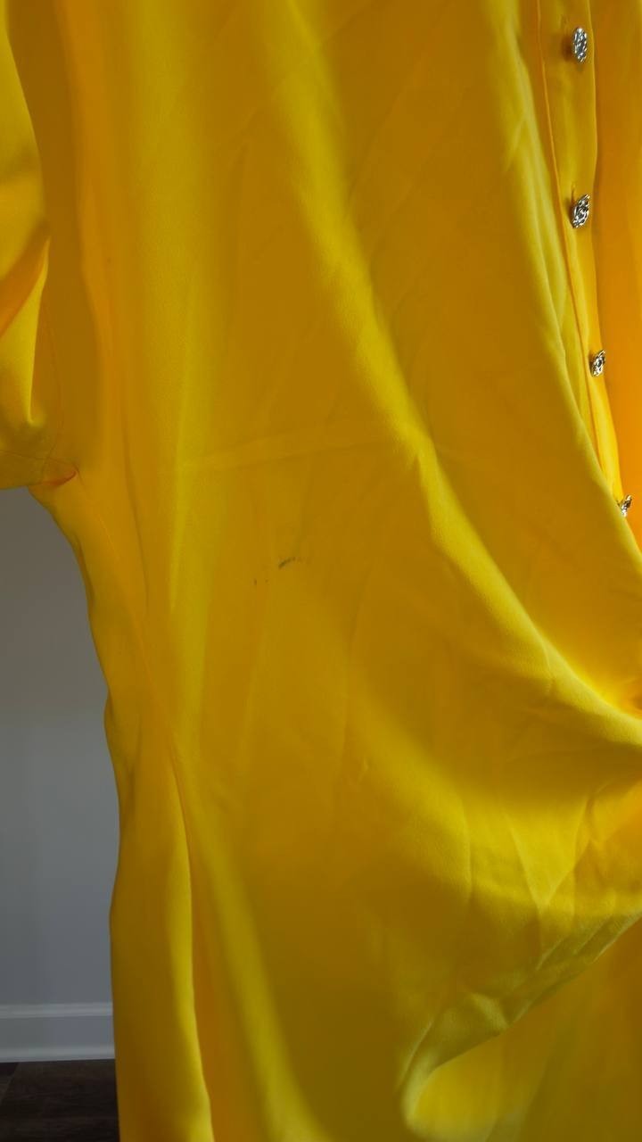 Karl Lagerfeld Paris Asymmetric Button-Front Top Yellow M NWT $99