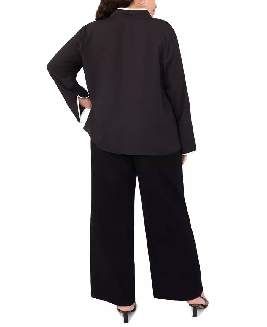 Vince Camuto Plus Size V‑Neck Contrast‑Trim Tunic Top – Size 3X – NWT