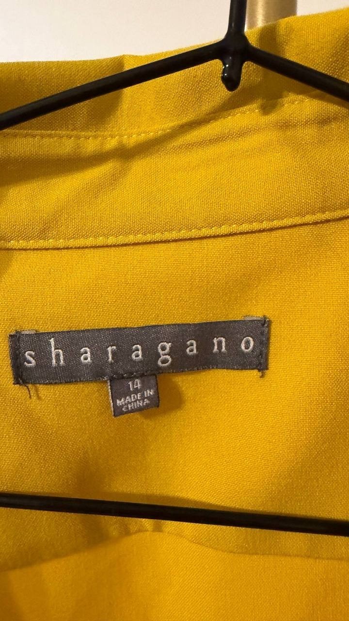 Sharagano Dress Printed Fit Flare Short Sleeve Blue 14 Pre-Owned