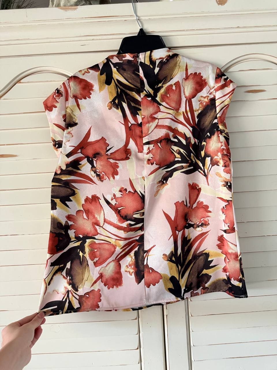 Calvin Klein Mesh Knit Floral Mock Neck Top Size S Pink Multi NWT $69