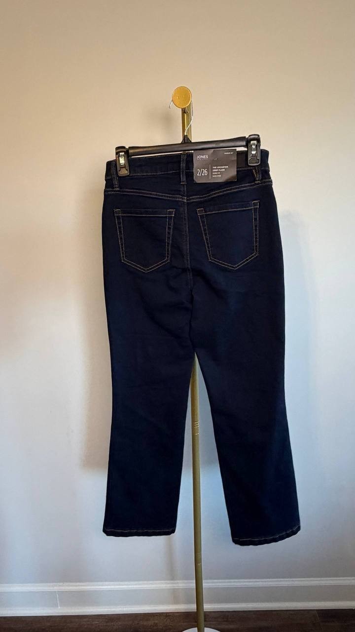Jones New York Petite High Rise Kick Flare Cropped Jeans Indigo 2 NWT $79.50