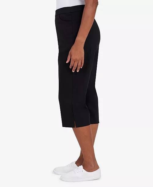 Alfred Dunner Women’s Petite Classic Allure Stretch Clamdigger Pants Black 10P $