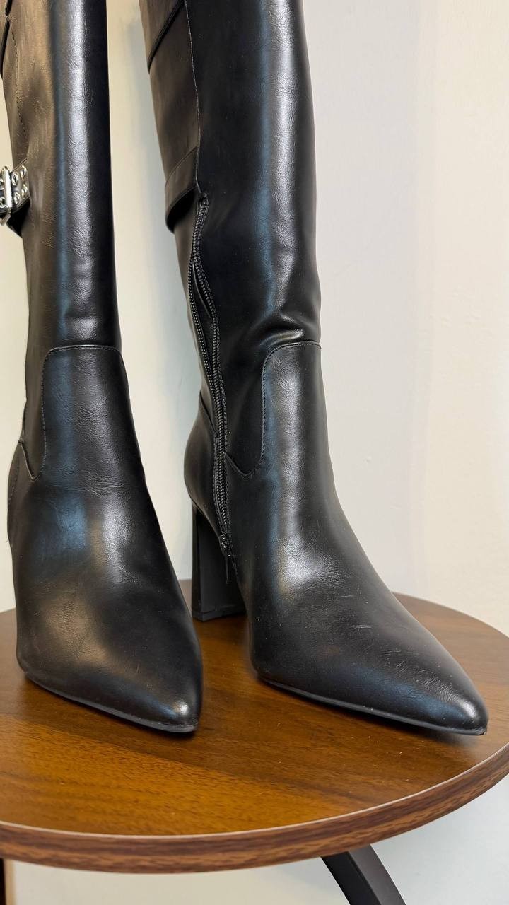 Wild Pair Knee High Boots 6.5M Black Beauty Man‑Made Block Heel NIB msrp$119