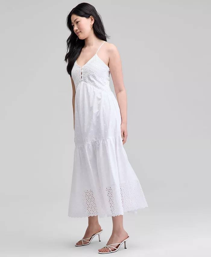 And Now This Petite Cotton Eyelet Tiered Maxi Dress – White –Size PS–NWT-MSRP$79