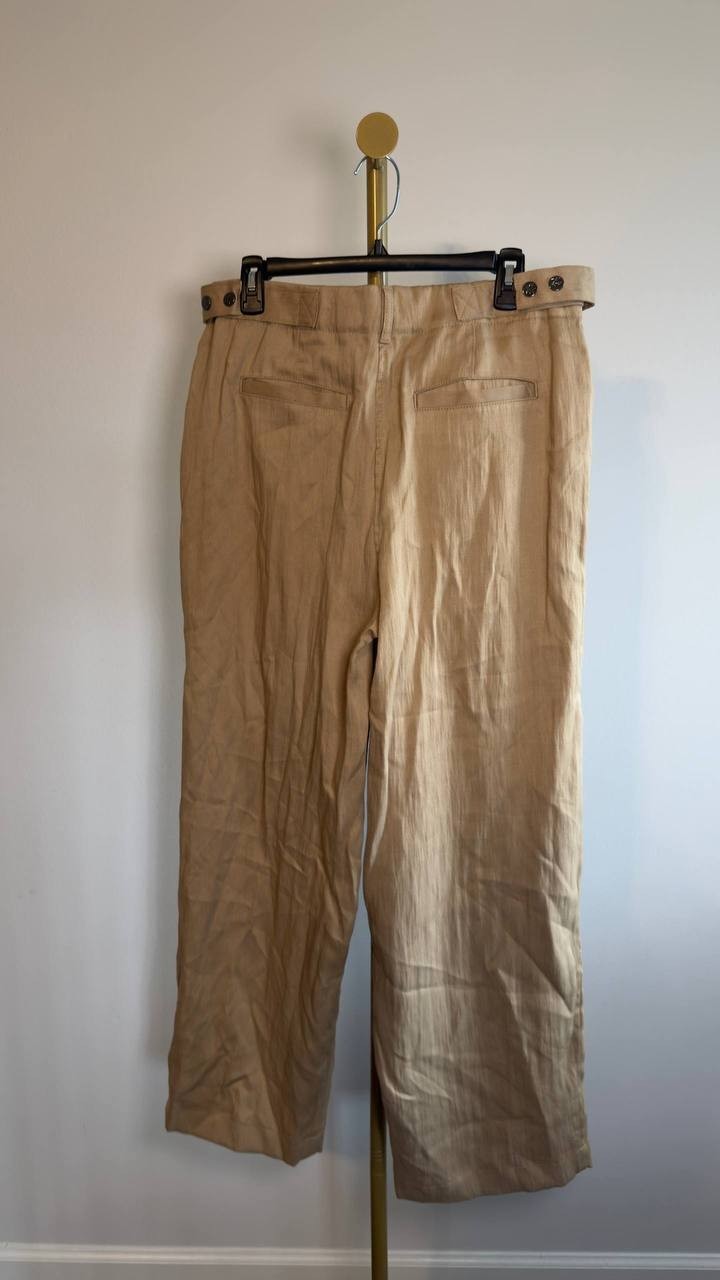 DKNY Weathered Twill Pleated Pants Travertine 12 NWT $99