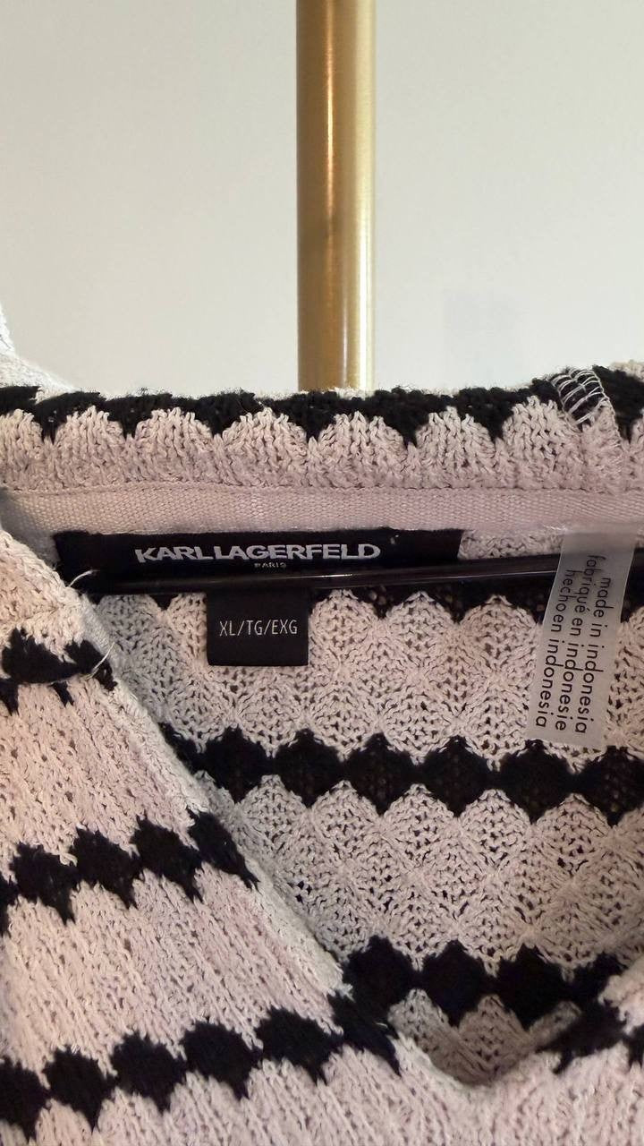 Karl Lagerfeld Paris Men’s Jacquard Striped Hoodie Relaxed Fit XL $119 NWT
