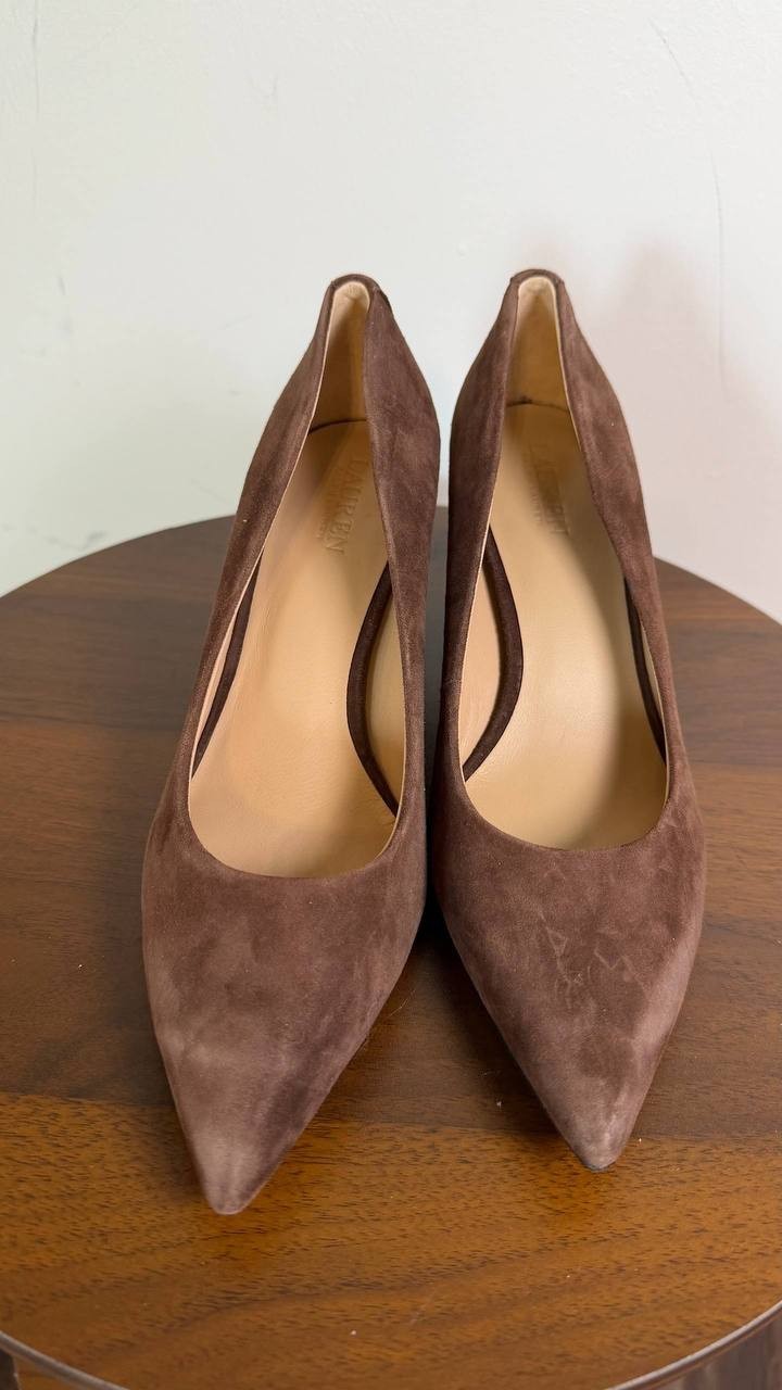 Lauren Ralph Lauren “Lanette”Brown Block Heel Suede Size 6B NIB msrp$155