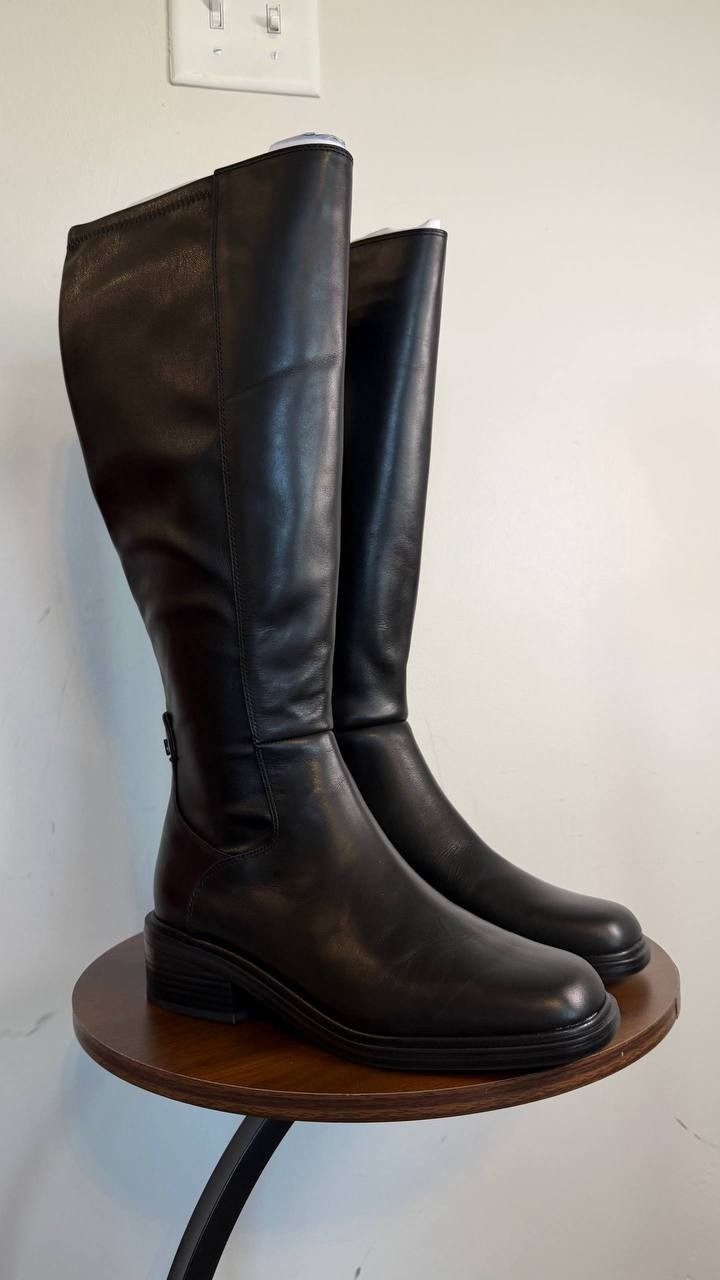 Franco Sarto Gisella Knee High Boots Black 7.5M Leather $225 NWB