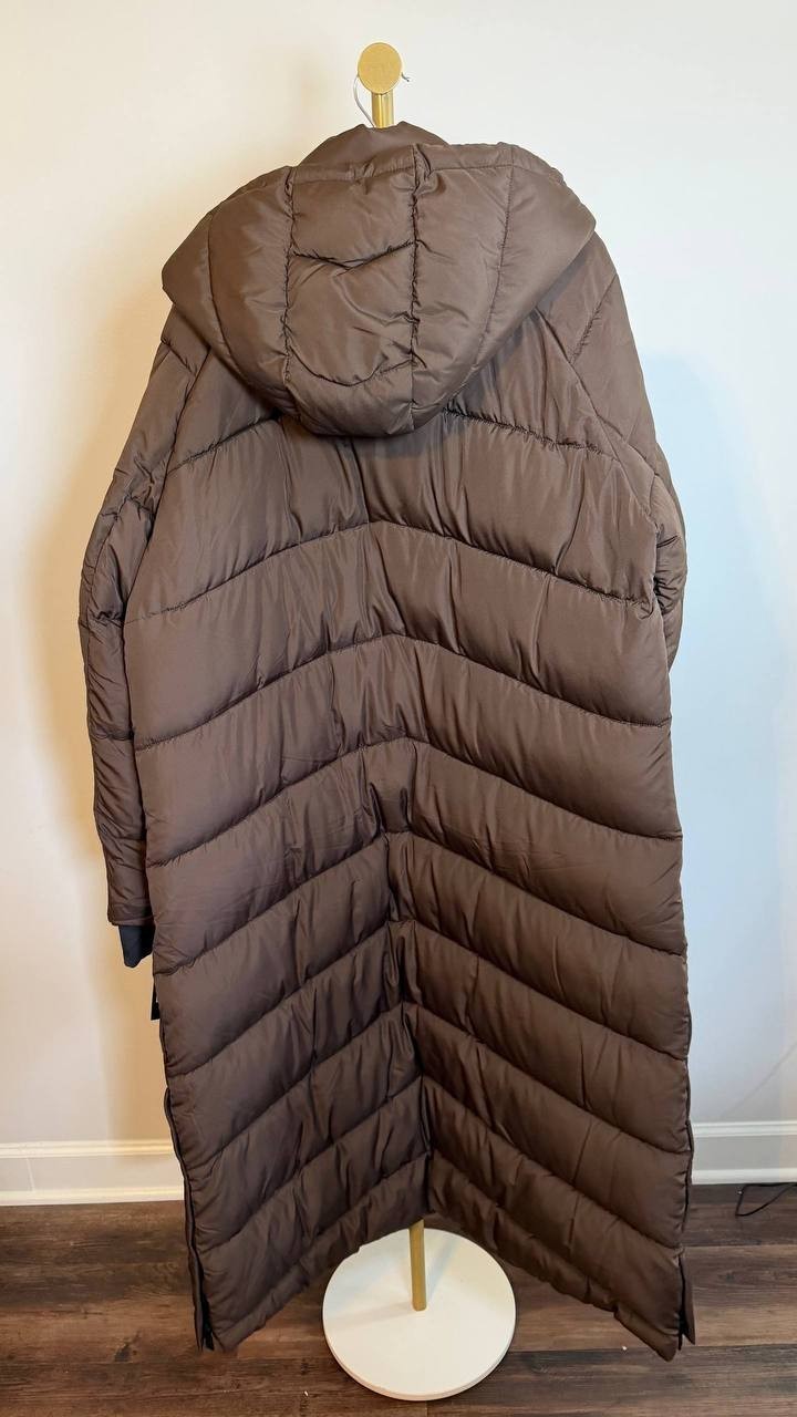 BCBG Hooded Water-Resistant Maxi Puffer Coat Chocolate Size XL NWT $350