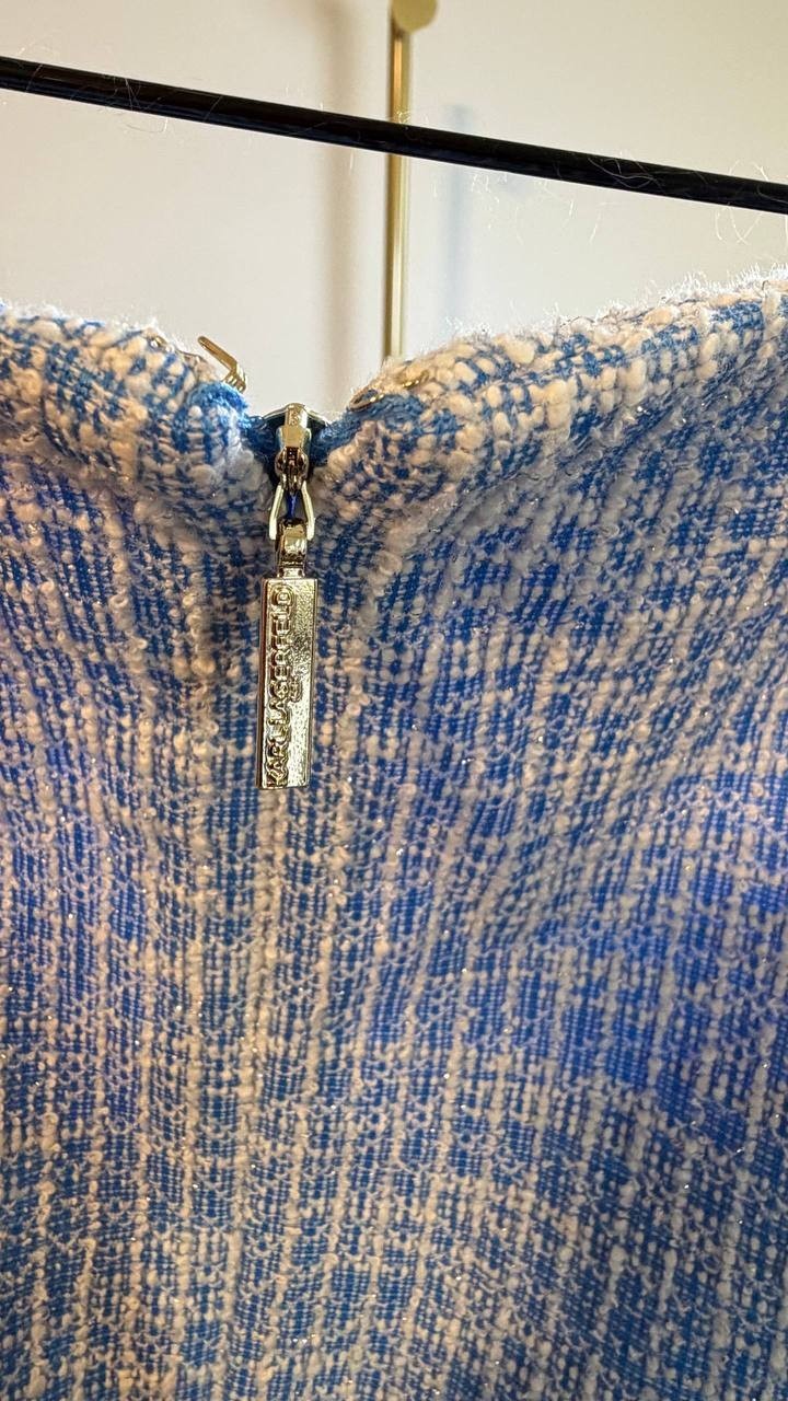 Karl Lagerfeld Paris Women’s Tweed Dress Blue Size 18 NWT $149