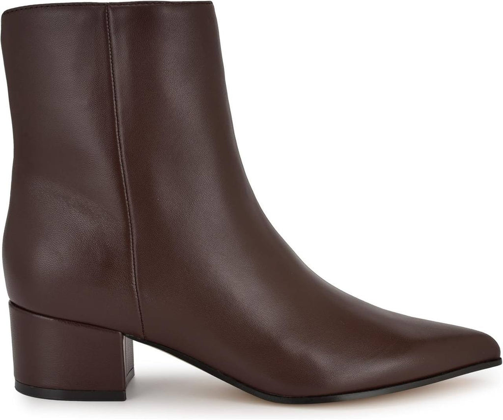 Nine West Maribu Booties 7.5M Dark Brown Leather Pointed Toe Zip NIB mrp$149