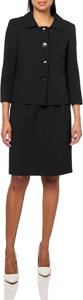 Le Suit Women’s Button Blazer Dress Suit– Black – 6P – NWT – $300