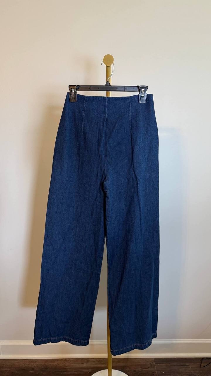 DKNY Jeans Wide Leg Denim Trousers Carmine Classic Fit Size25 NWT damage zip $99