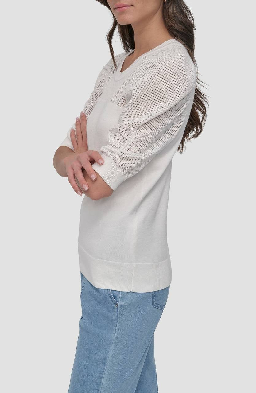 DKNY Puff Sleeve Sweater – White– Size XS – NWT