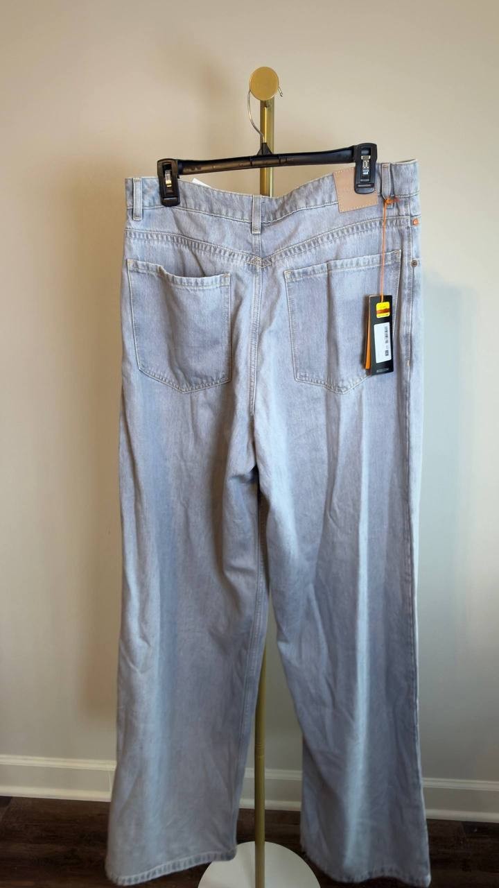 BOSS Orange Slouchy Pleated Wide‑Leg Denim Pants Charcoal 31 NWT $198