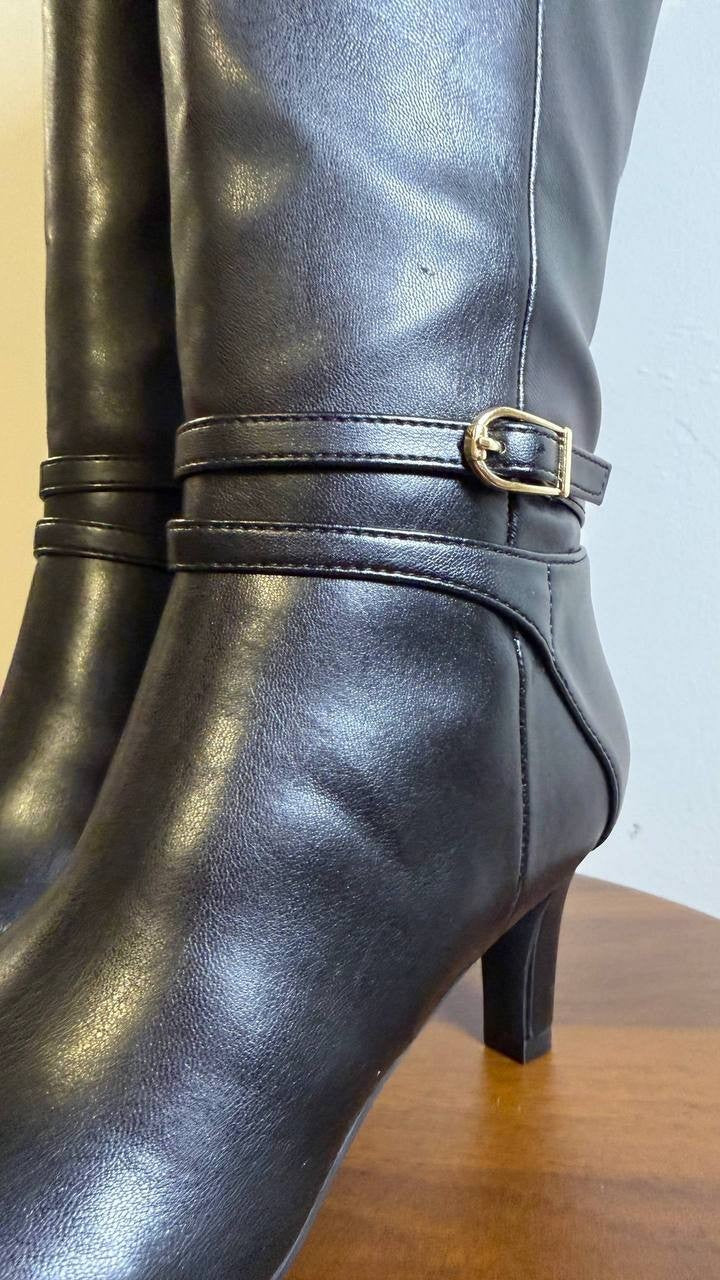 LifeStride Guild Boots Size 5M Black Fabric Knee‑High Almond Toe NIB msrp$129