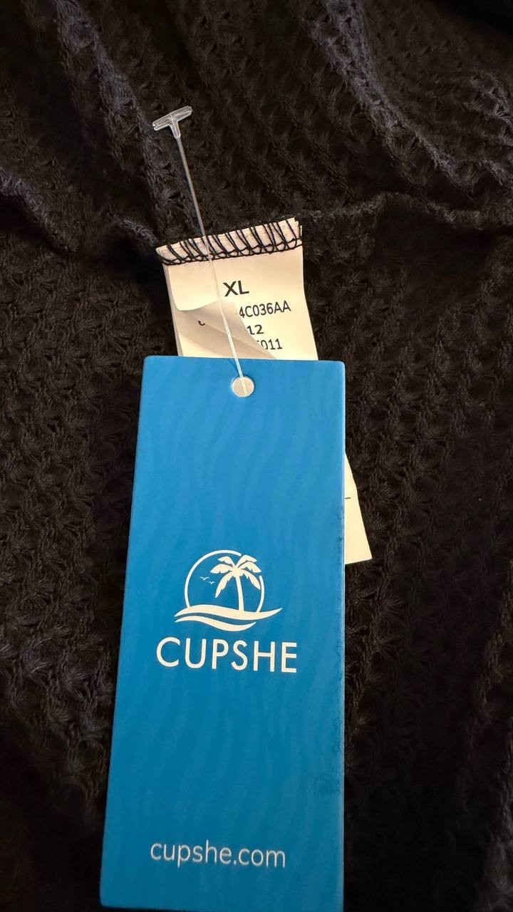 Cupshe Sleeveless Twisted Hem Mini Cover-Up XL NWT Navy Black Beachwear