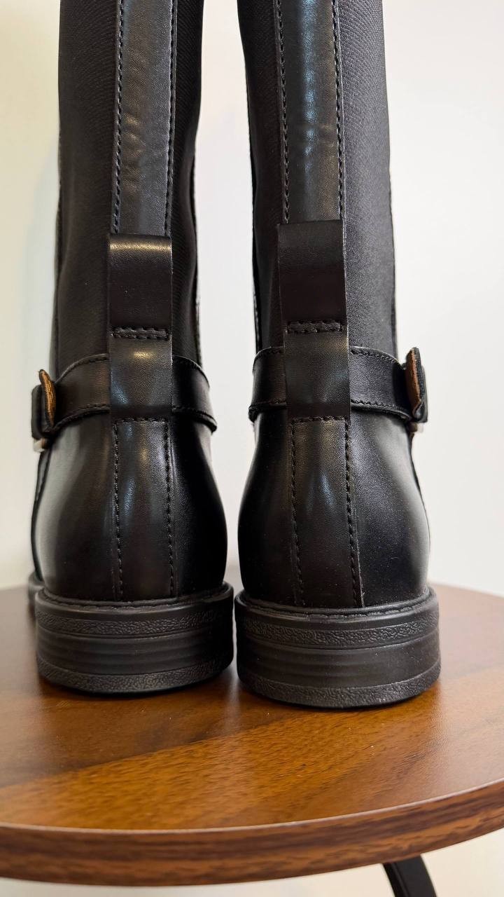 Easy Spirit Jackie Boots 11M Black Leather Tall Riding Buckle NIB msrp$199