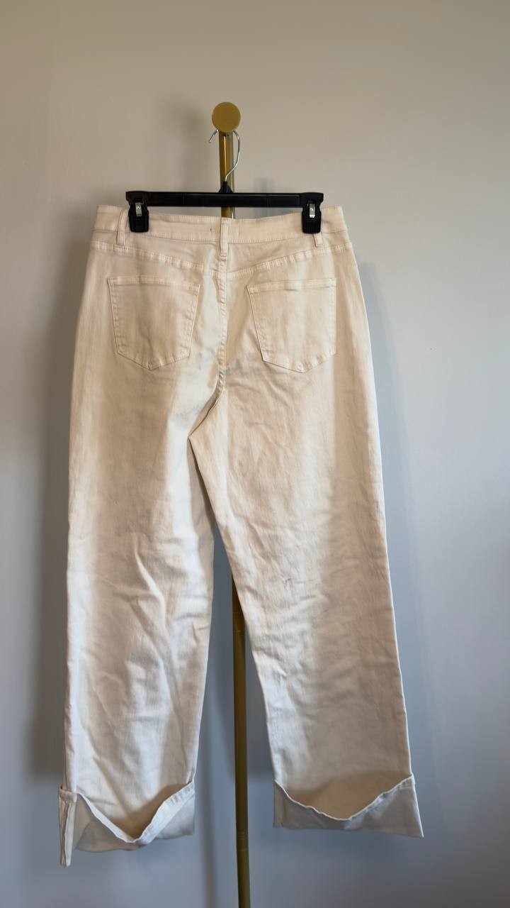 1.STATE Denim Roll-Cuff Wide-Leg Jeans New Ivory 10 NWT $109