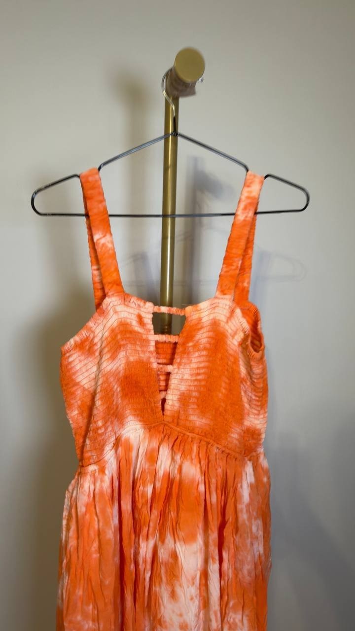White Mark Square Neck Sleeveless Smocked Sundress Orange M NWT $84