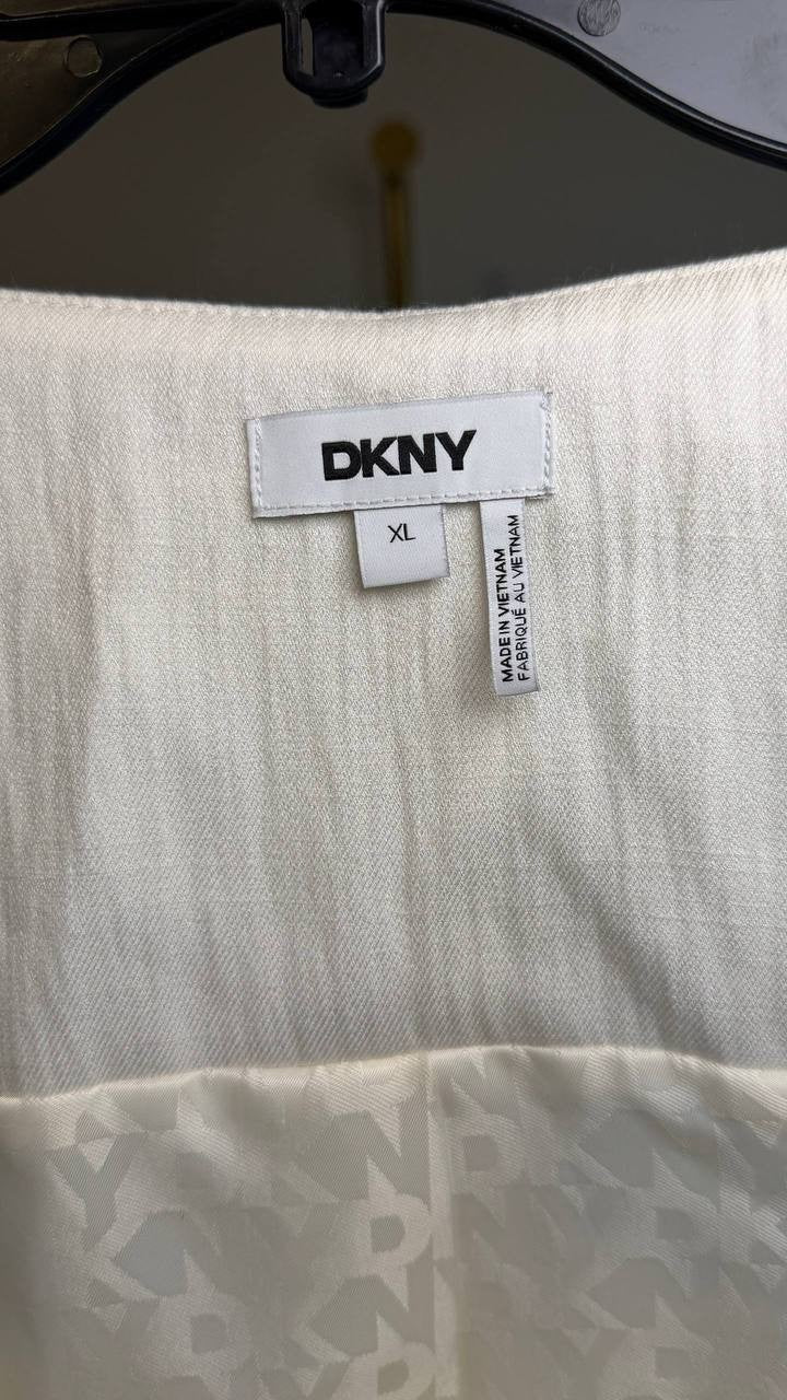 DKNY Weathered Zip‑Up Vest Coconut Beige XL NWT $99