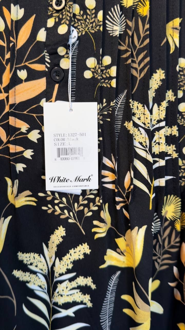 White Mark Floral Sleeveless Tunic Top Pin-Tuck Pleated Black L NWT $52
