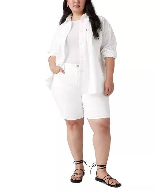Levi’s Plus Size Mid‑Rise Shaping Bermuda Shorts White 18 NWT $55