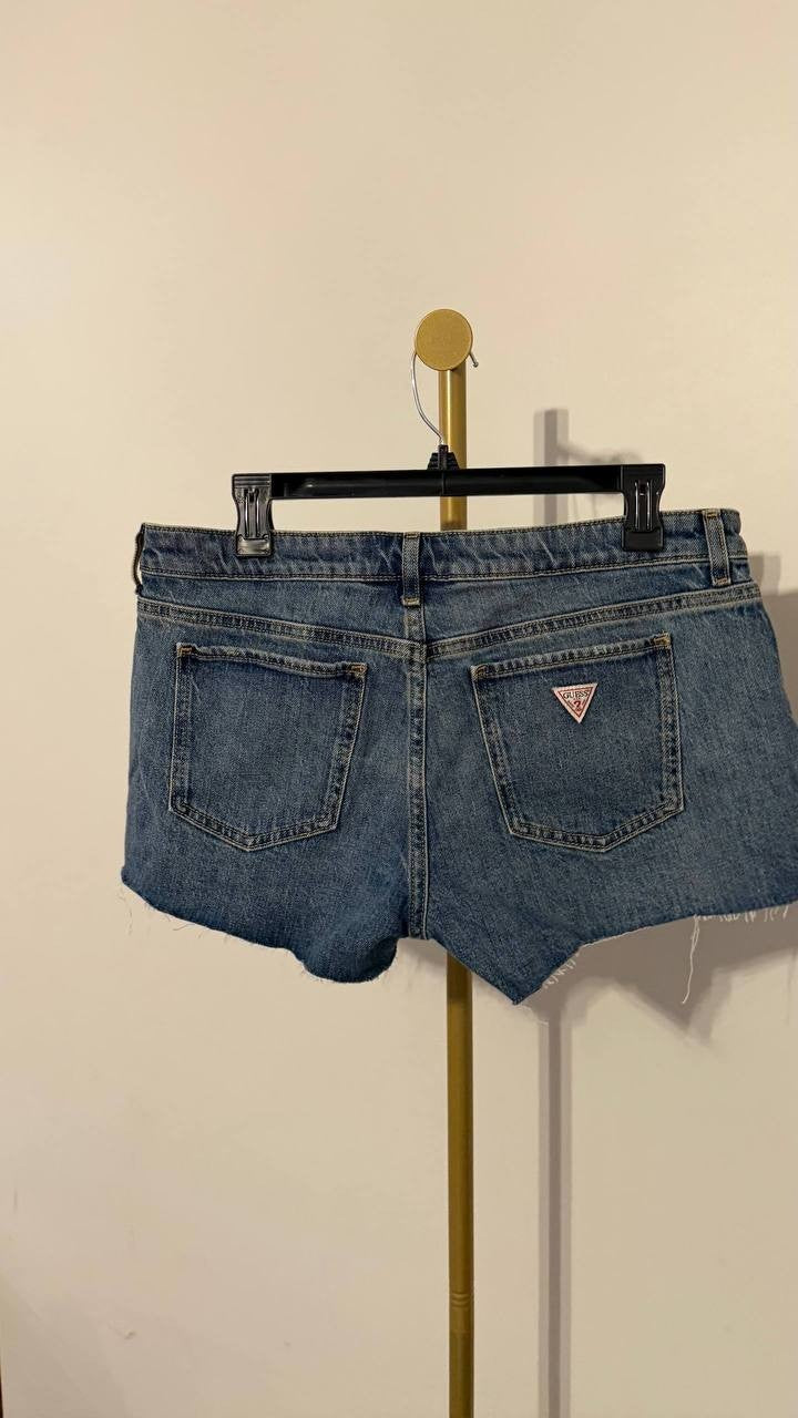 Guess Eco Katie Shorts High Waist Lace Pocket Blue 29 NWT