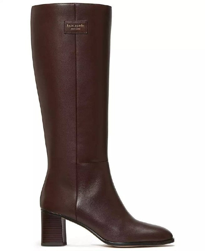 Kate Spade Aimee Boots 8.5B Hot Fudge Leather Tall Almond Toe NIB msrp$348